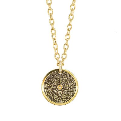 collana donna ciondolo grande doppio dorato pietre bianche era gioielli argento ellius