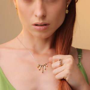 necklace scaled rays worn collection solaris silver jewellery ellius