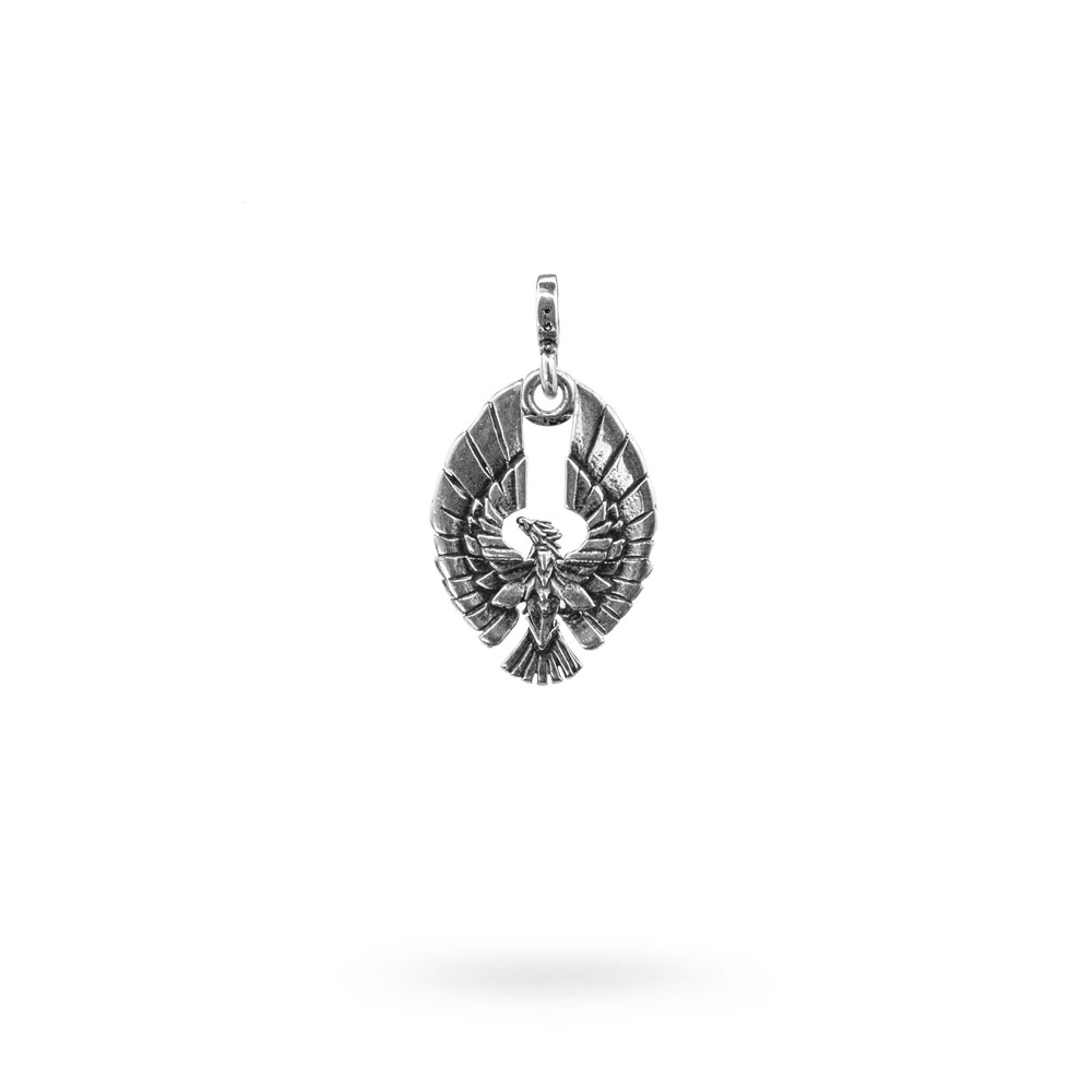 Phoenix Collana Donna Con Fenice In Argento 925 E Cristalli Austriaci - Catena Regolabile 60 Cm, Regalo