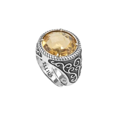 anello gemma citrino donna gioielli argento ellius