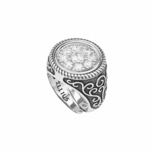 anello riccioli tondo con pietre donna gioielli argento ellius