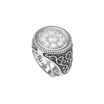 anello riccioli tondo con pietre donna gioielli argento ellius