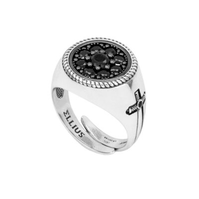 anello tondo con pietre uomo gioielli argento ellius