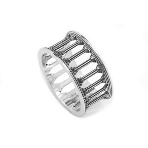 Kuzzoi Anello Da Uomo In Argento Sterling 925 Lavorato Artisticamente, Struttura Strutturata, Anello In Oro Massiccio Placcato Di Oro Su Argento, Martellato, Misura 60