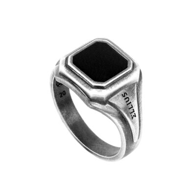Anello Gemma argento pietra quadrata uomo