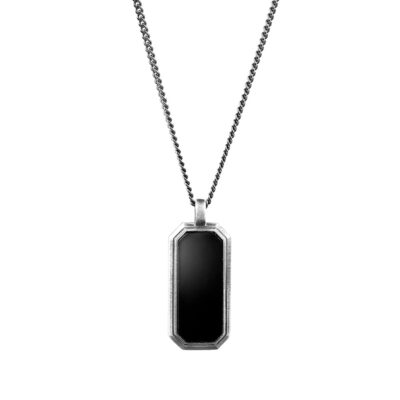 Collana Gemma argento pietra rettangolare uomo particolare