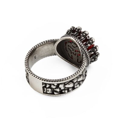 Atlas Mythology ring with red stone in silver for men