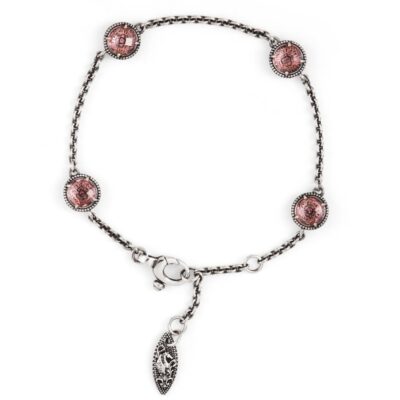 Bracciale Agnese Seicento pietre rosa donna barocco in argento