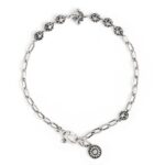 Caravaggio bracelet with lily black stones man baroque silver