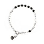 Men's baroque silver Caravaggio black stones bracelet