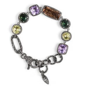 Estasi bracelet with coloured stones baroque woman in silver