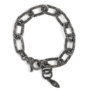 Silver baroque flat links bracelet