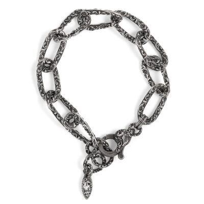 Baroque silver volute mesh bracelet