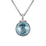 Collana Agnese Seicento ciondolo grande pietra celeste barocco donna in argento