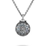 Collana Agnese Seicento ciondolo grande pietra celeste barocco donna in argento retro