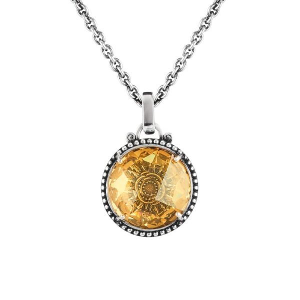 Collana Agnese Seicento ciondolo grande pietra gialla barocco donna in argento