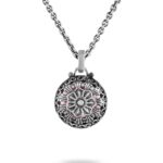 Collana Agnese Seicento ciondolo grande pietra viola barocco donna in argento retro