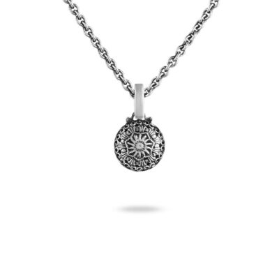 Collana Agnese Seicento ciondolo piccolo pietra celeste barocco donna in argento retro