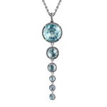Collana Agnese Seicento ciondolo pietre scalare celeste barocco donna in argento