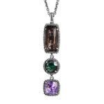 Seventeenth-century Baroque women's silver 3-stone pendant necklace