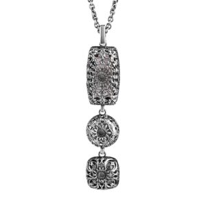 Seventeenth-century Baroque women's silver 3-stone pendant necklace
