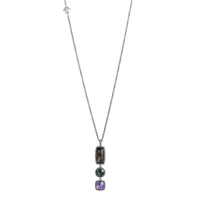 Seventeenth-century Baroque women's silver 3-stone pendant necklace