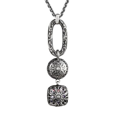 Women's Baroque stone mesh necklace in silver