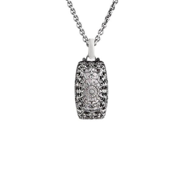 Collana Estasi Seicento Ciondolo piccolo pietra fume barocco donna in argento retro