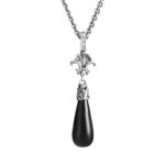 Collana Fregio Seicento pietra giada nera barocco donna in argento