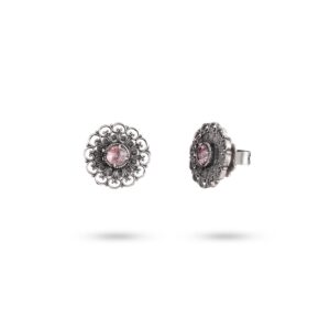 Seventeenth-century floral baroque stone silver earrings