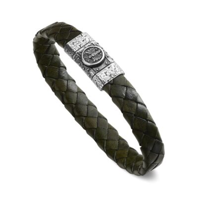 Bracelet Mythology Man Symbol Phoenix Green Leather