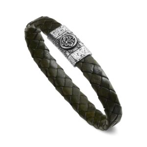 Bracelet Symbols Man Symbol Florentine Lily Green Leather