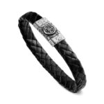 Bracelet Symbols Man Symbol Trinacria Black Leather