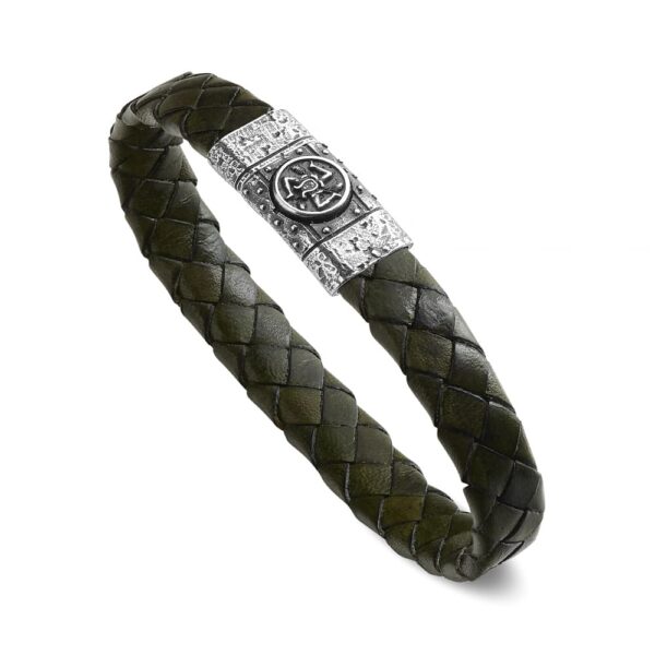 Bracelet Symbols Man Symbol Trinacria Green Leather