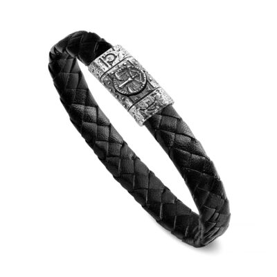 Zodiac Sign Libra Man Bracelet Black Leather