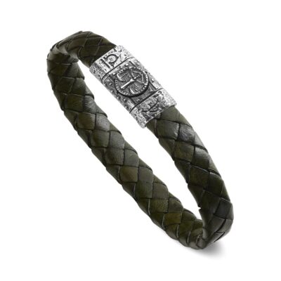 Zodiac Sign Libra Man Bracelet Green Leather