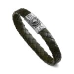 Bracciale Zodiaco Uomo Segno Leone Pelle Verde