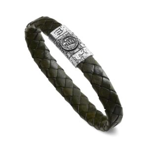 Men's Zodiac Sign Scorpio Bracelet Green Leather