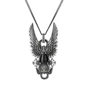 Imperial Jewellery necklace in silver and black stone