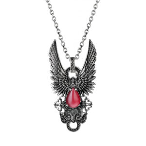 Imperial Jewellery necklace in silver and red stone