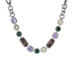 Ecstasy silver choker necklace with stones