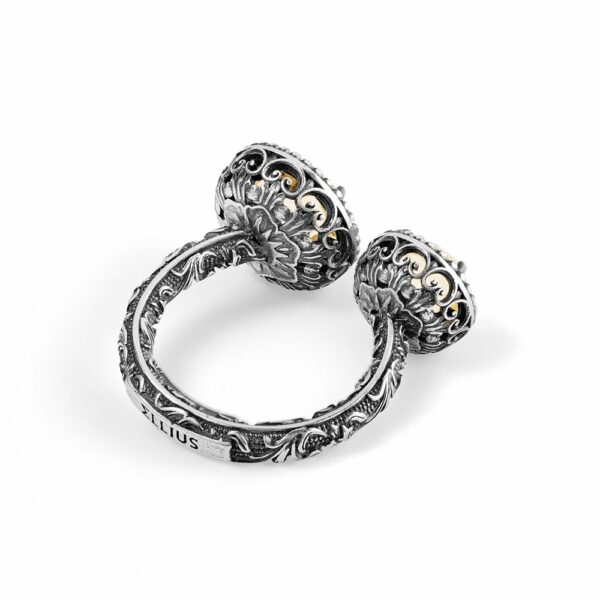Agnese ring double yellow round stones silver