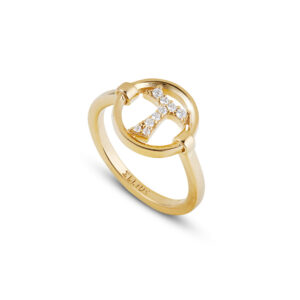 Tau circle ring with stones women's gold silver
