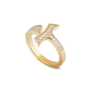 Tau women's ring with silver-gold stones
