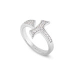 Anello Tau donna con pietre rodio argento