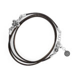 Lily bracelet black leather three turns men silver