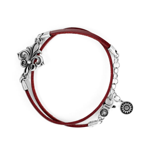 Lily bracelet red leather two turns women silver