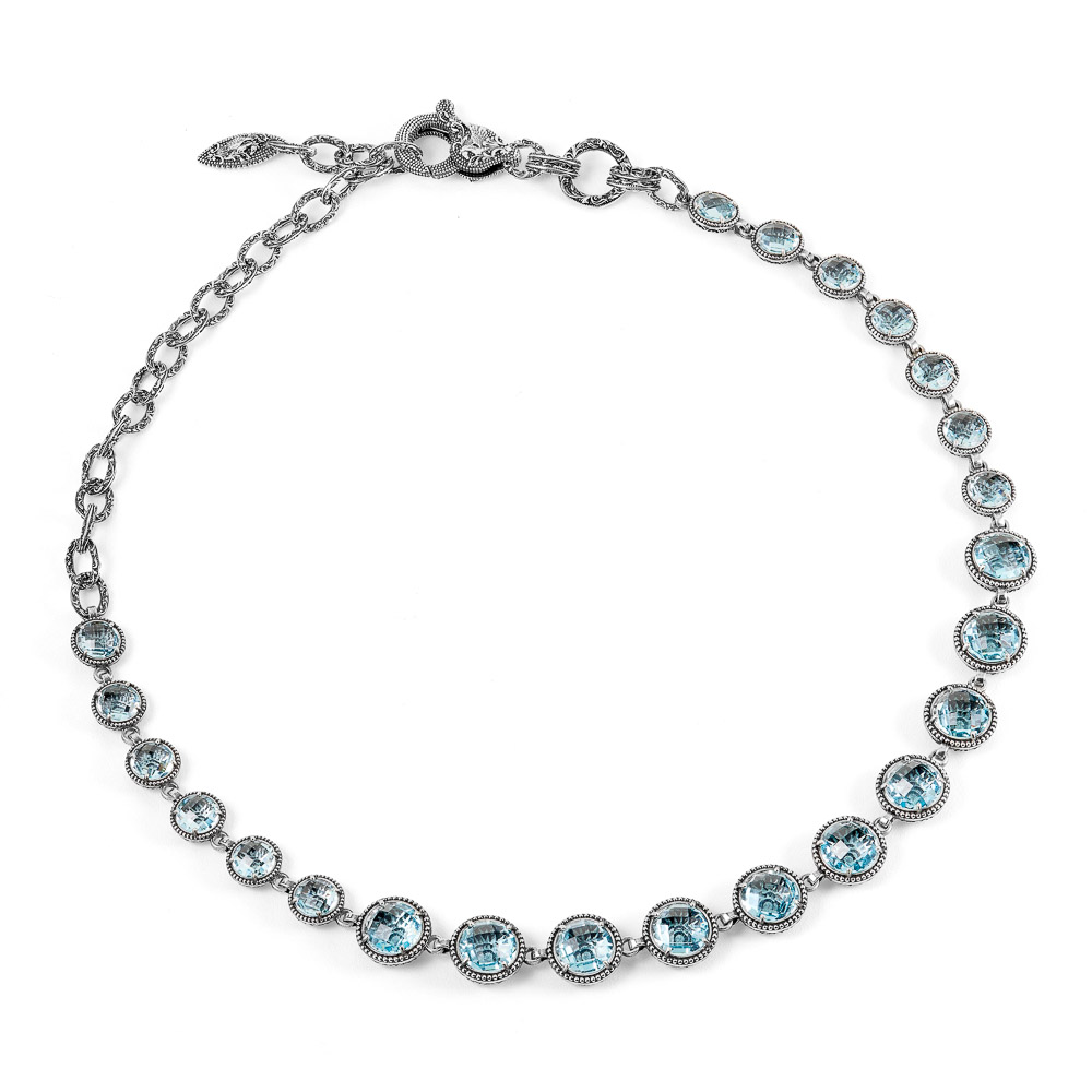 Agnese necklace choker light blue stones women silver
