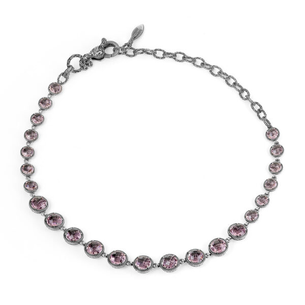 Agnese necklace choker purple stones women silver