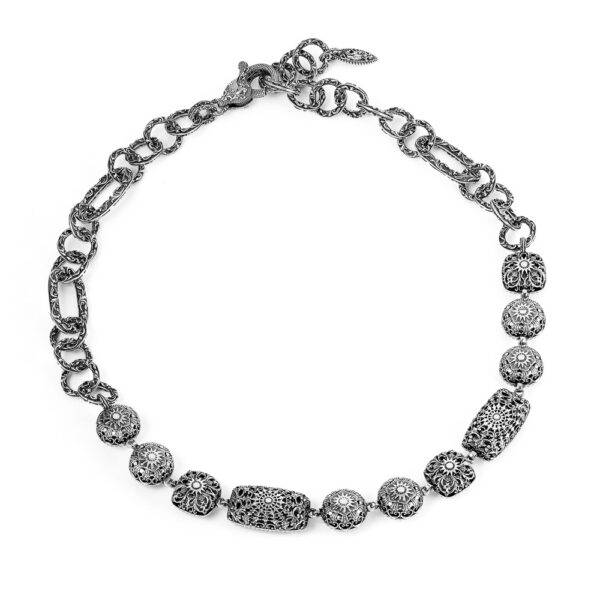 Ecstasy stones multicolor women's silver choker necklace